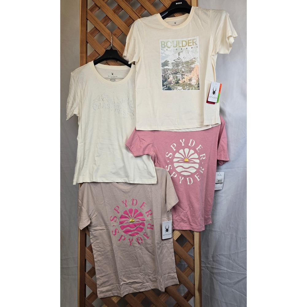 Spyder Graphic T-Shirt Womens Medium Pearl Pink Tan Mixed Lot - NWT